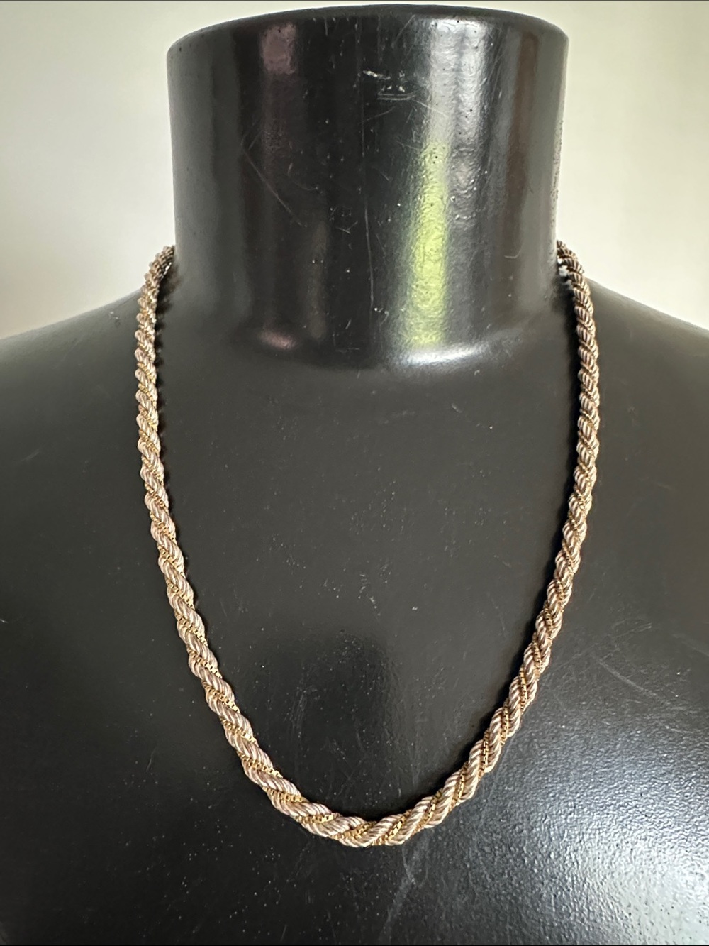 Sterling silver EUC two tone, gold & silver rope chain. Stamped 925 Italy